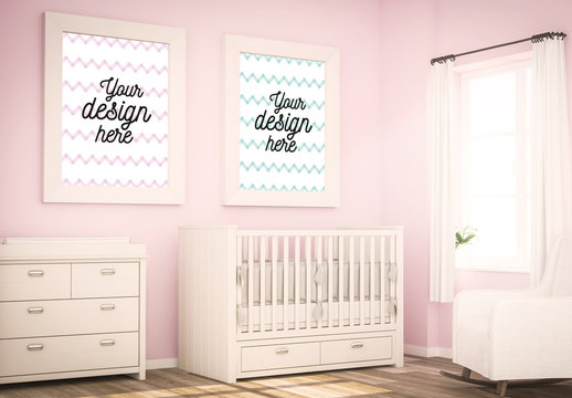 Framed Prints in Nursery Mockup