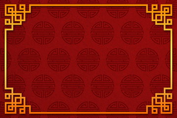 Red Chinese abstract background with China longevity symbol - illustration.