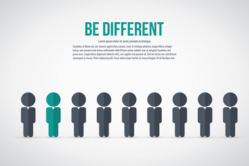 Be different - Being different, standing out from the crowd -The graphic of a red man also represents the concept of individuality , confidence, uniqueness, innovation, creativity. 