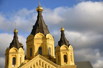 Architecture of Nizhny Novgorod, Russia. Saint Alexander Nevsky cathedral. Popular landmark.