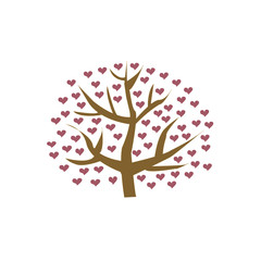 vector drawing with tree and hearts