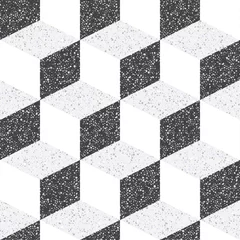 Rolgordijnen Kleine geometrische textuur van de behandelde stenen en kiezelstenen. Naadloos patroon voor de vloer en muren in de badkamer. © akrain