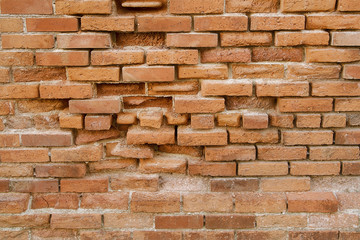Old red brick wall background texture