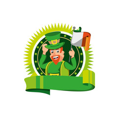 leprechaun with flag irish in seal