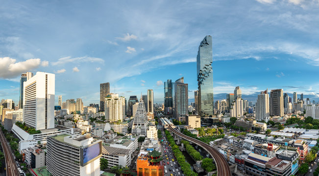 Bangkok Cityscape Business District , Height Tower , Office , Condominium - Panorama View with Height Building in Afternoon