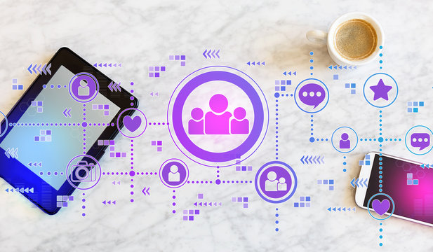 Social media with a tablet computer and smart phone