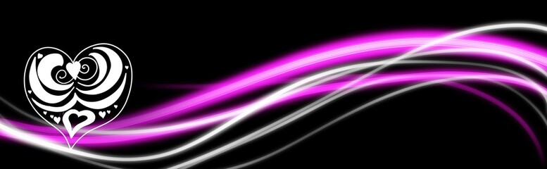 Electric Neon Graffiti scribble with hearts design on black background