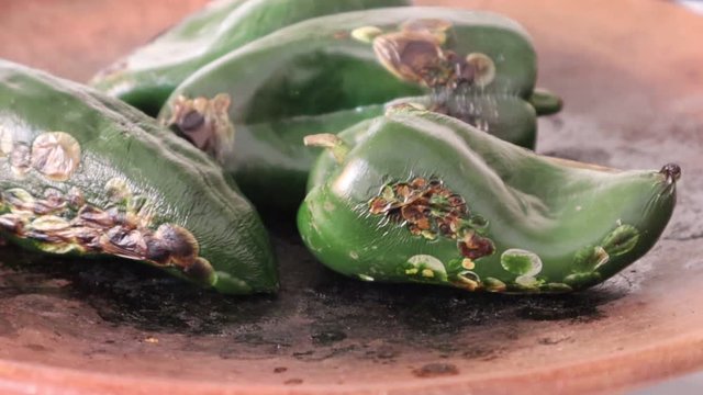 Roasting Poblano Chiles in Mexico City