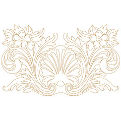 Golden vintage baroque ornament, corner. Retro pattern antique style acanthus.