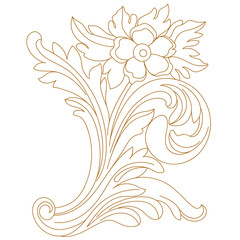 Golden vintage baroque ornament, corner. Retro pattern antique style acanthus.