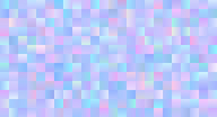 Seamless Holographic Gradient Pixel Vector Pattern. Iridescent Sparkling Polygonal Background. Fantasy Blue, Pink, Aqua and Purple Glittering Texture. Repeating Pattern Tile Swatch Included.