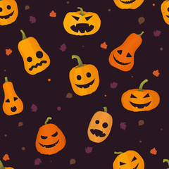 Halloween pumpkin seamless background