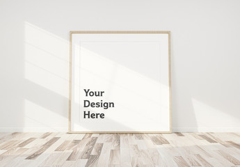 White Frame Leaning Against Wall Mockup	