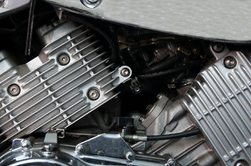 motorcycle engine two cylinder chrome plated