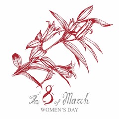 lily flower illustration background drawing isolated artwork, march 8