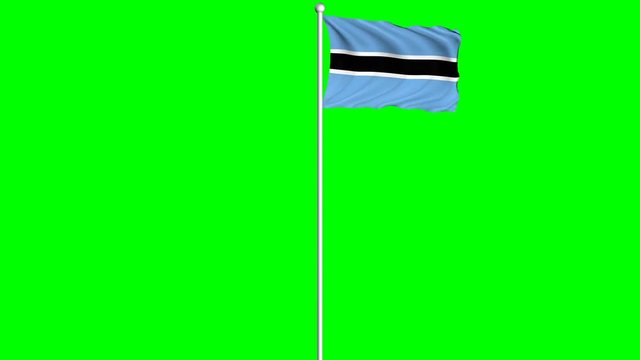 Botswana Flag Waving Fluttering on Wind Loopable Green Blue Screen Matte