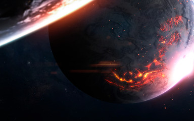 Deep space planets, awesome science fiction wallpaper, cosmic landscape. Elements of this image...