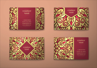 Vector vintage visiting card set