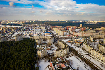 view of the winter city from a height