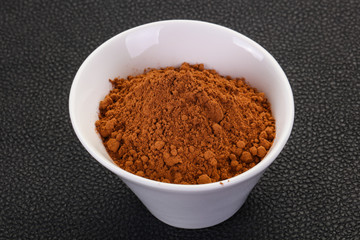 Cocoa powder in the bowl