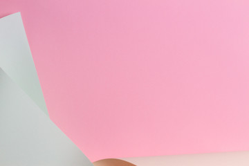 Abstract geometric shape pastel pink, green, blue color paper composition