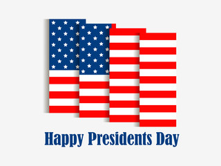 Happy Presidents Day. American flag with shadow on white background. Vector illustration
