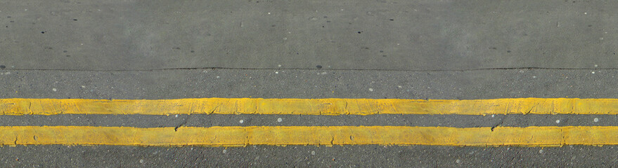two continuous yellow lanes on the road, seamless texture