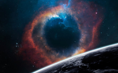 Black hole. Wormhole. Science fiction art. Elements of this image furnished by NASA