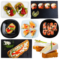 Collage of various sandwiches on a white background