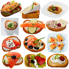Obraz na płótnie Canvas Collage of various sandwiches on a white background