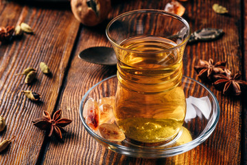 Spiced tea in armudu glass