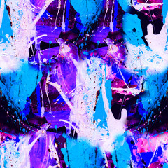 Neon abstract hand painted seamless pattern