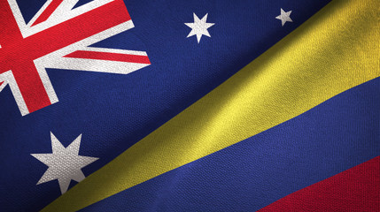 Australia and Colombia two flags textile cloth, fabric texture