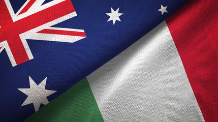 Australia and Italy two flags textile cloth, fabric texture