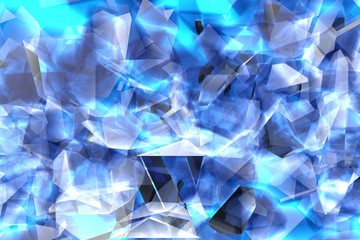 3d rendering illustration of glass splinters blue green texture