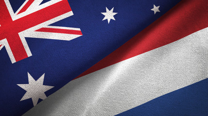 Australia and Netherlands two flags textile cloth, fabric texture