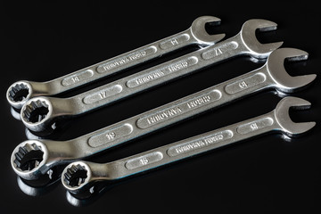 Screws, washers, nuts, keys for loosening and tightening