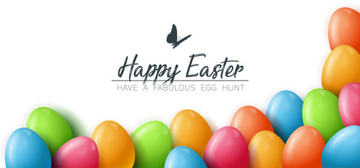 happy easter background with colorful eggs