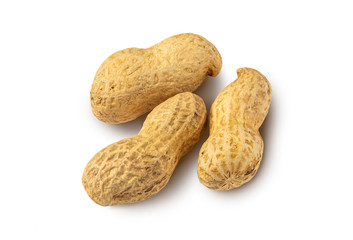 Peanuts isolated on white background.