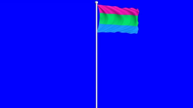 Polysexuality Flag Waving Fluttering on Wind Loopable Green Blue Screen Matte