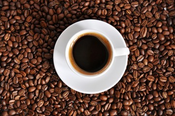 cup of coffee with beans background