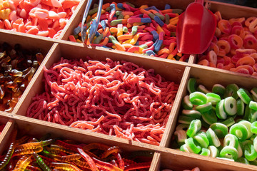 Street selling variety of sweets and candies