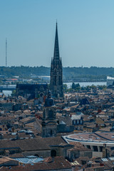 Fototapeta na wymiar Panoramic aerial view of St. Andrew's Cathedral in Bordeaux in a beautiful summer day, France
