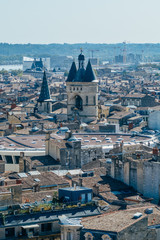 Fototapeta na wymiar Panoramic aerial view of St. Andrew's Cathedral in Bordeaux in a beautiful summer day, France