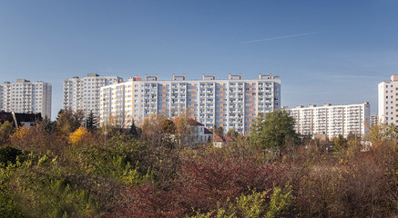 Postmodern buildings of a housing estate.