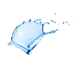 Fototapeta na wymiar blue color water splash isolated on white background, studio photo