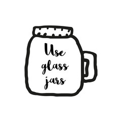 Hand drawn doodle elements of zero waste lifestyle. Eco style illustration set