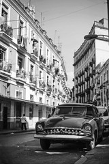 vintage car in black and white edition