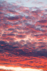 Colorful sunset sky over tranquil sea surface