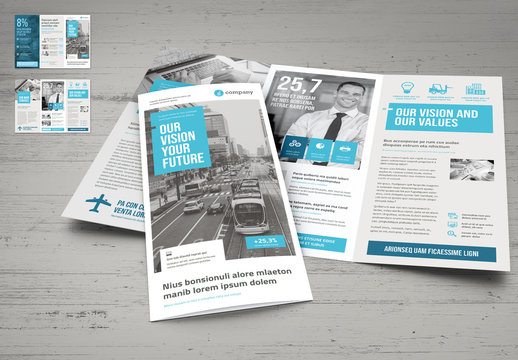 Gay and White Trifold Brochure Layout with Blue Accents